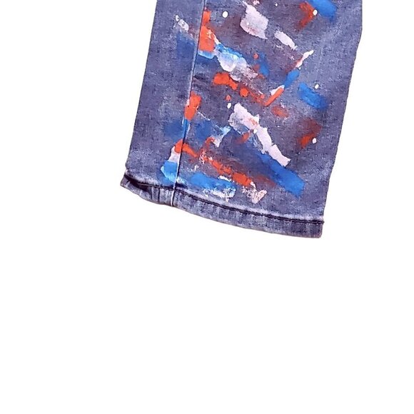 Shein Size 36 Paint Splash Green Fiber Distressed Ripped Light Wash Jean… - Picture 5 of 9